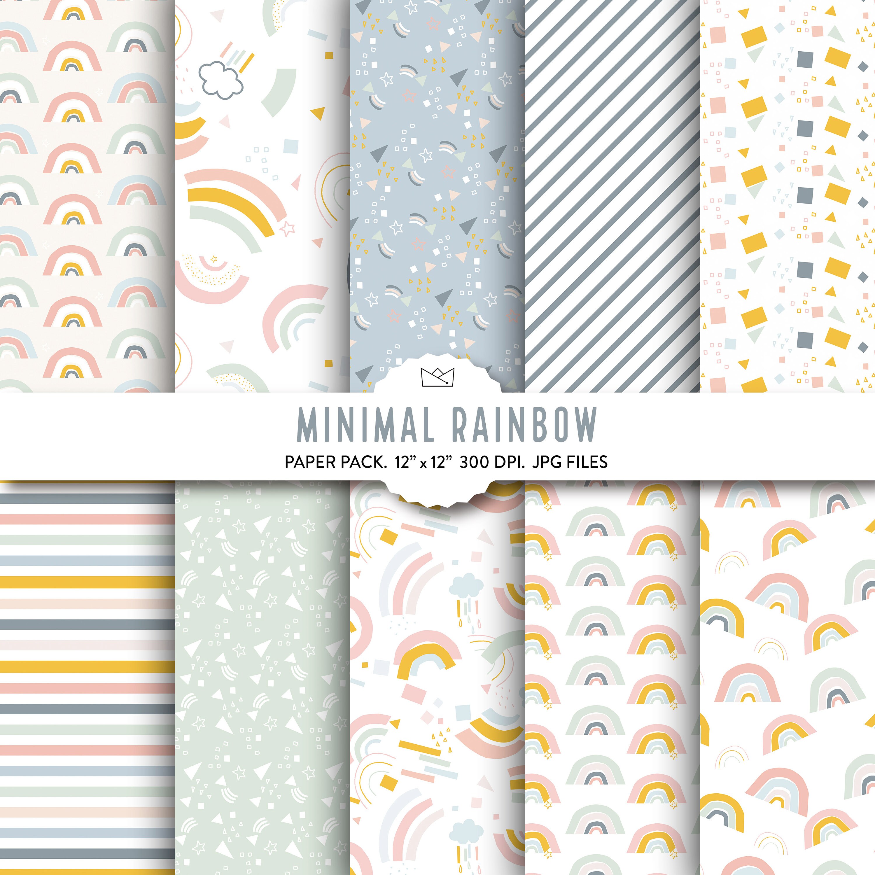 Pastel rainbow digital paper rainbow wrapping paper rainbow Etsy