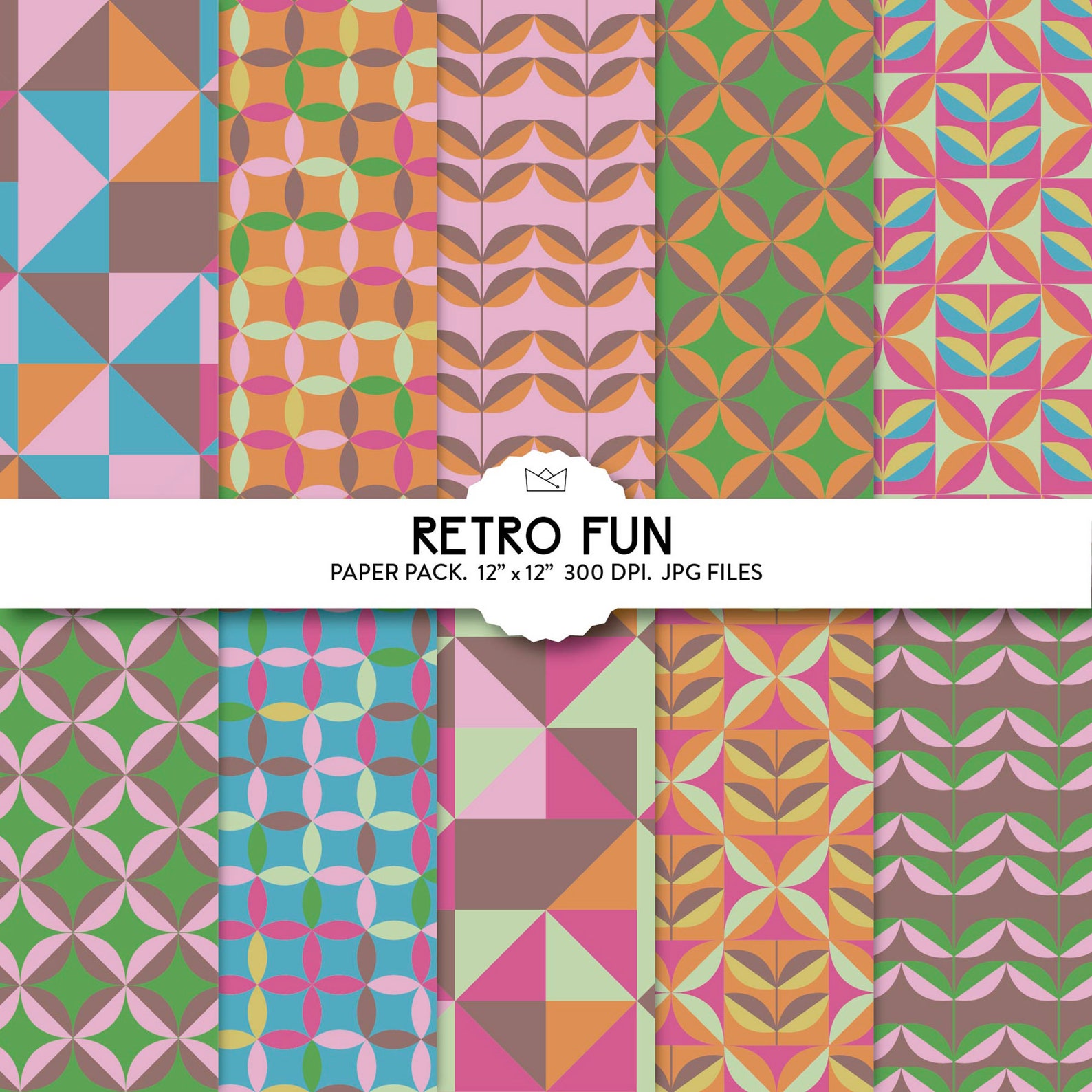 Fun retro wrapping paper retro digital papers retro Etsy
