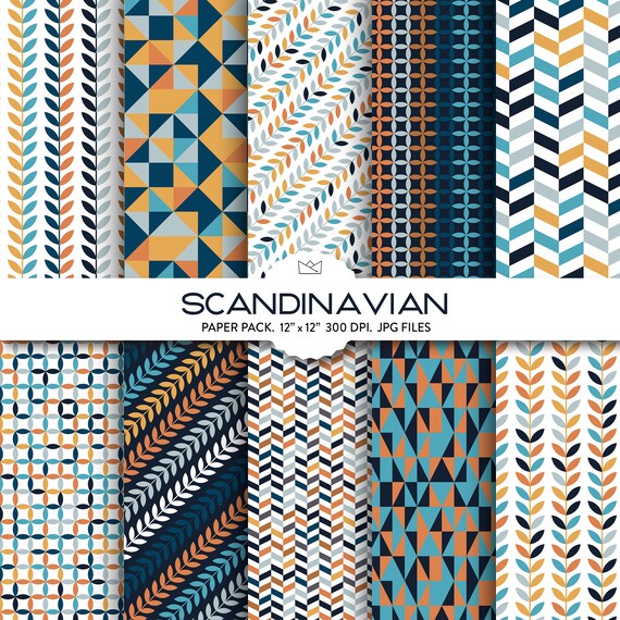 Scandinavian Digital Paper Nordic Wrapping Paper Scandi | Etsy