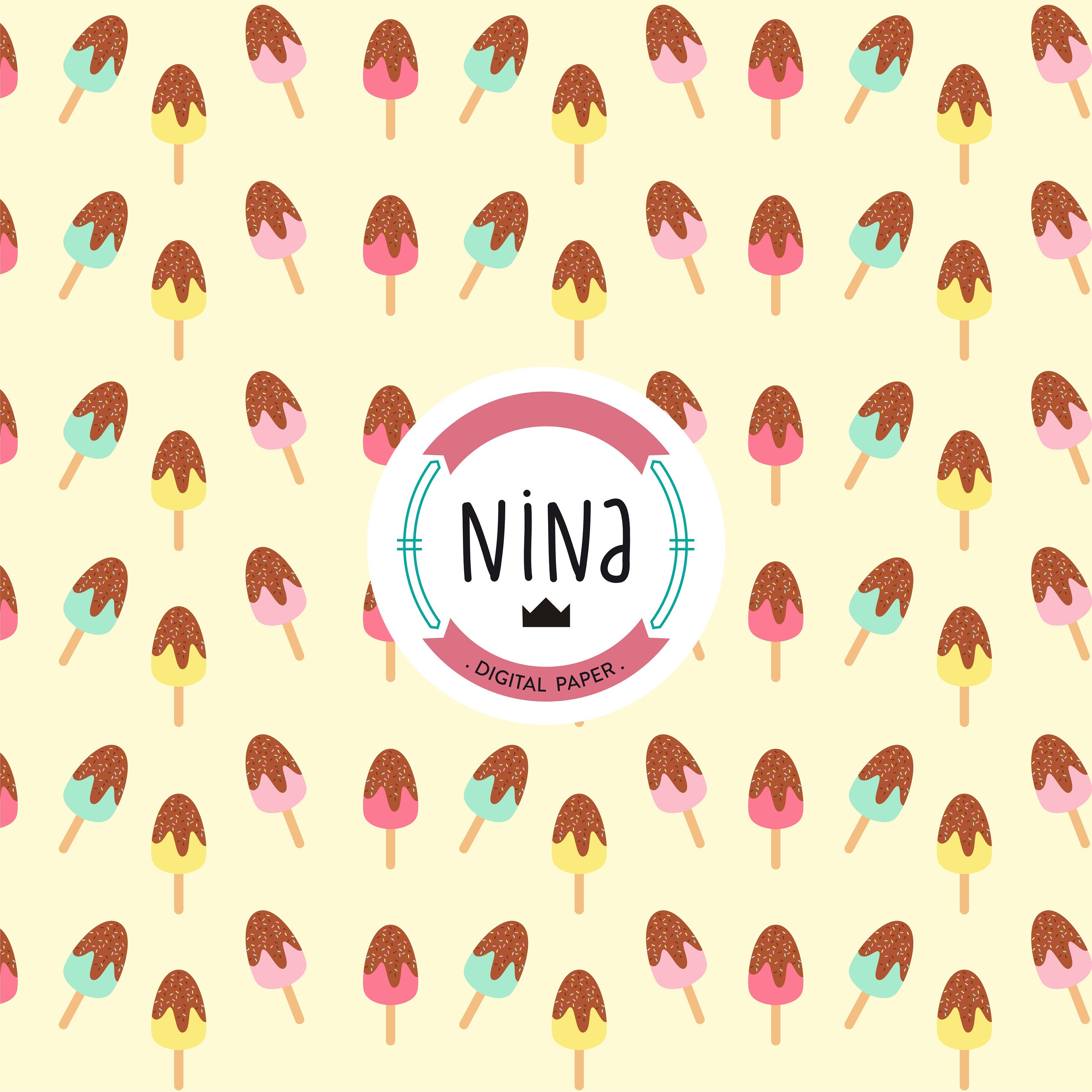 Rainbow Digital Paper Ice Cream Wrapping Paper Ice Cream Etsy