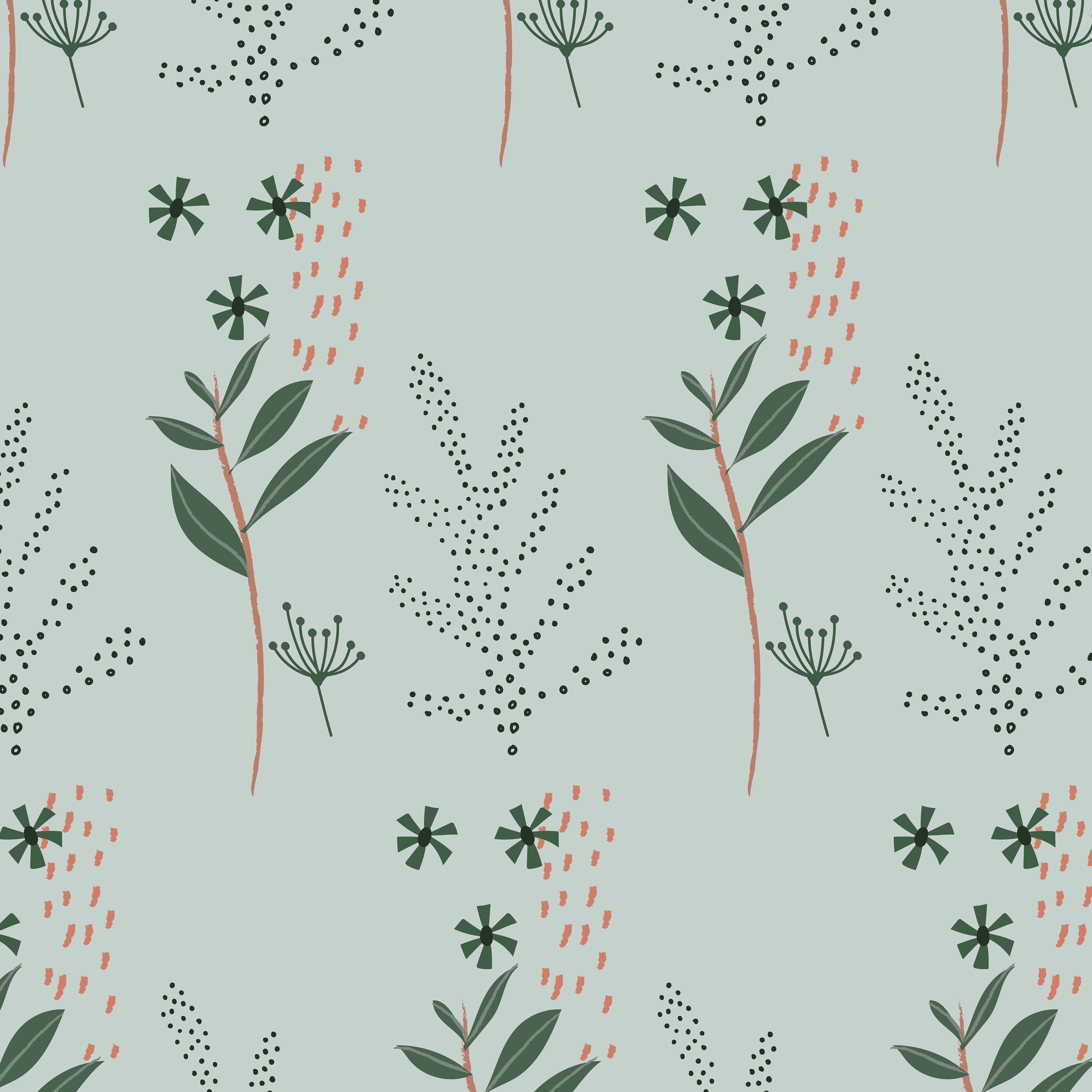 Garden digital paper plants wrapping paper leaves pattern Etsy España