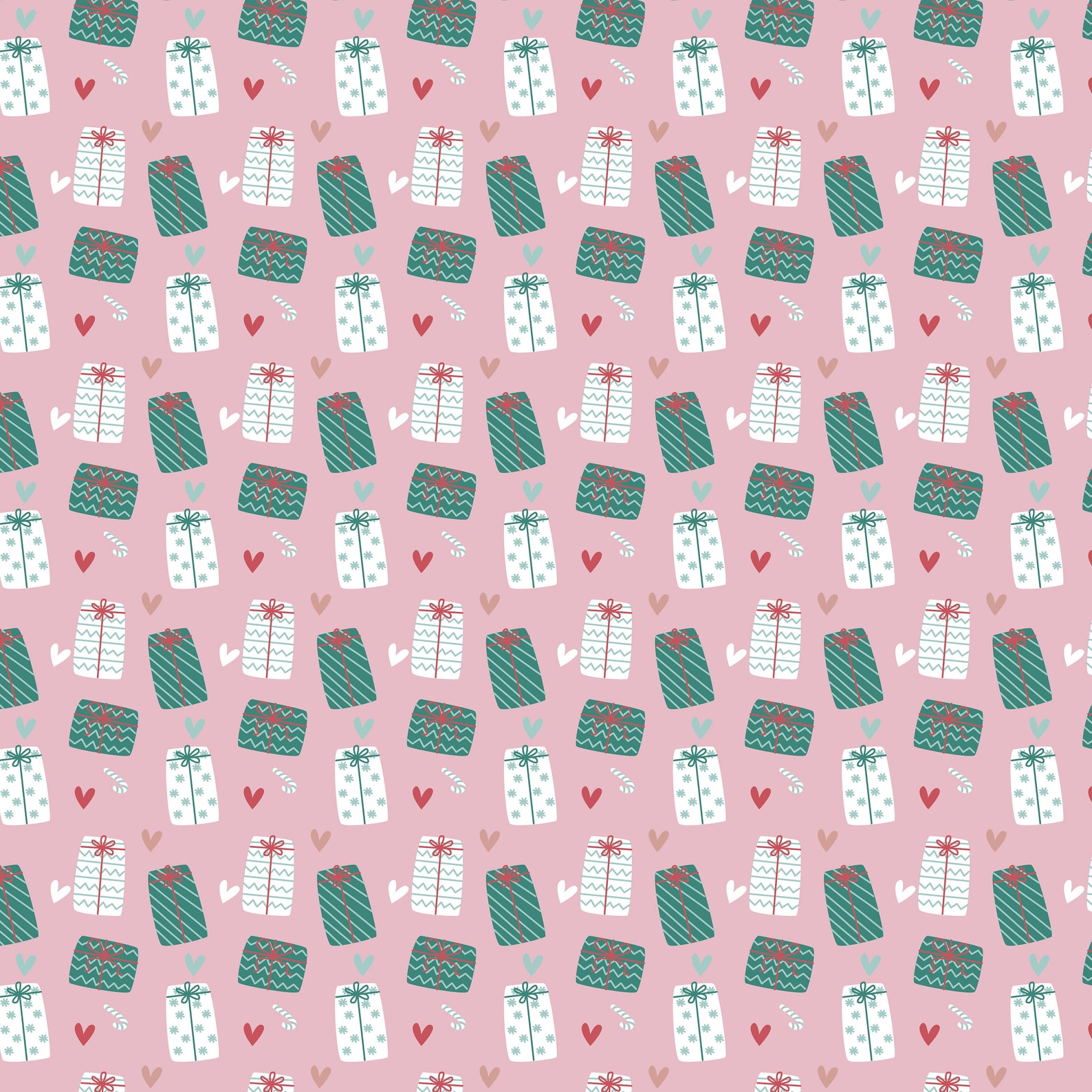 Pink Christmas Digital Papers Xmas Wrapping Paper Presents Etsy