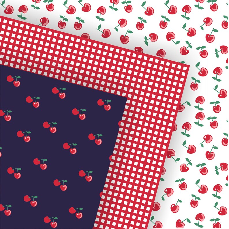 Cherry Digital Paper Fruit Wrapping Paper Cherry Pattern - Etsy