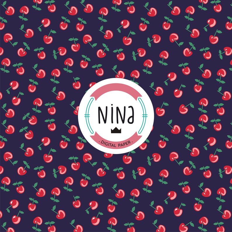 Cherry digital paper fruit wrapping paper cherry pattern Etsy