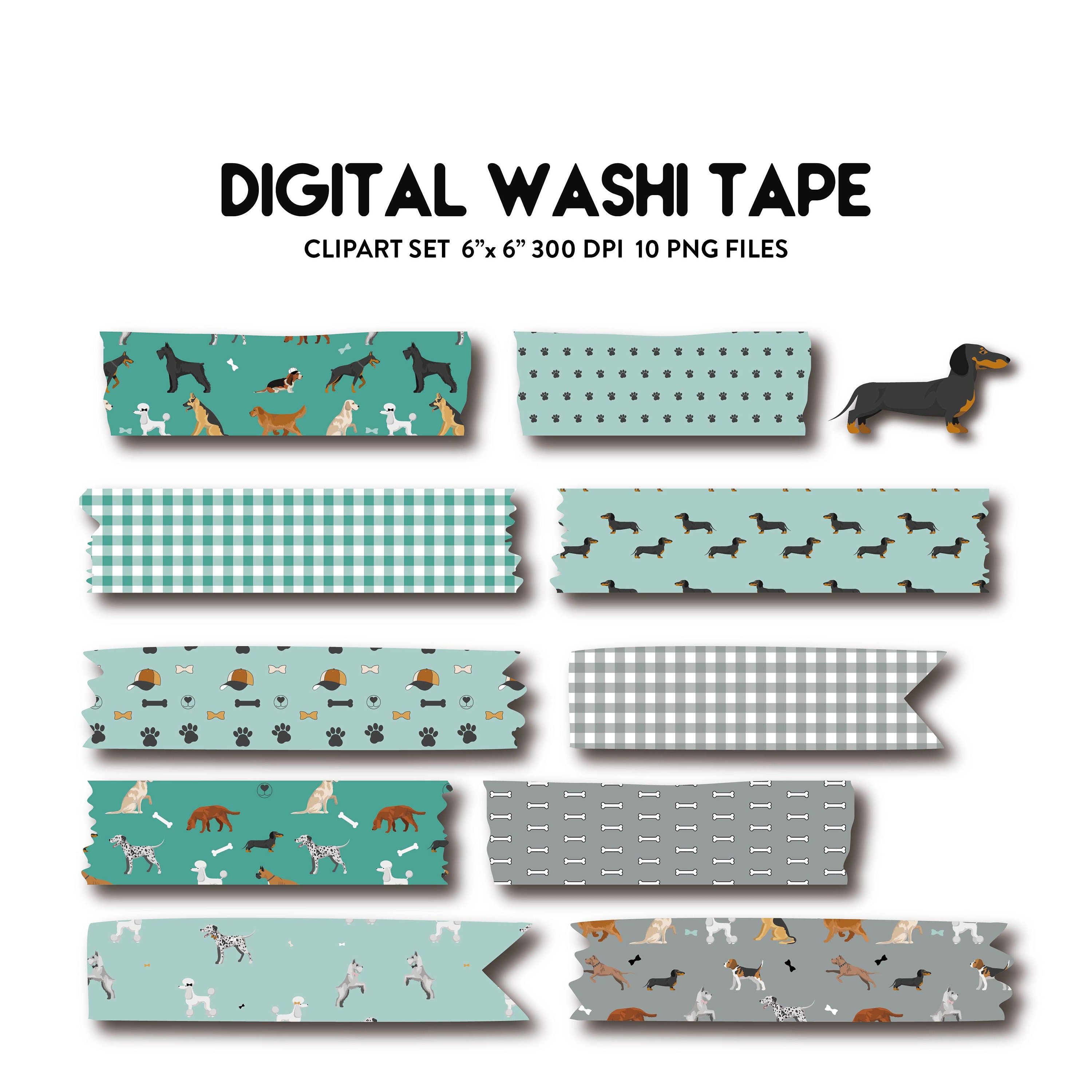 Washi Tape Clipart: Green Washi Tape Clipart Digital Washi Tape Clipart  Scrapbooking, Digital Scrapbook Kit, Scrapbook Elements, Tags