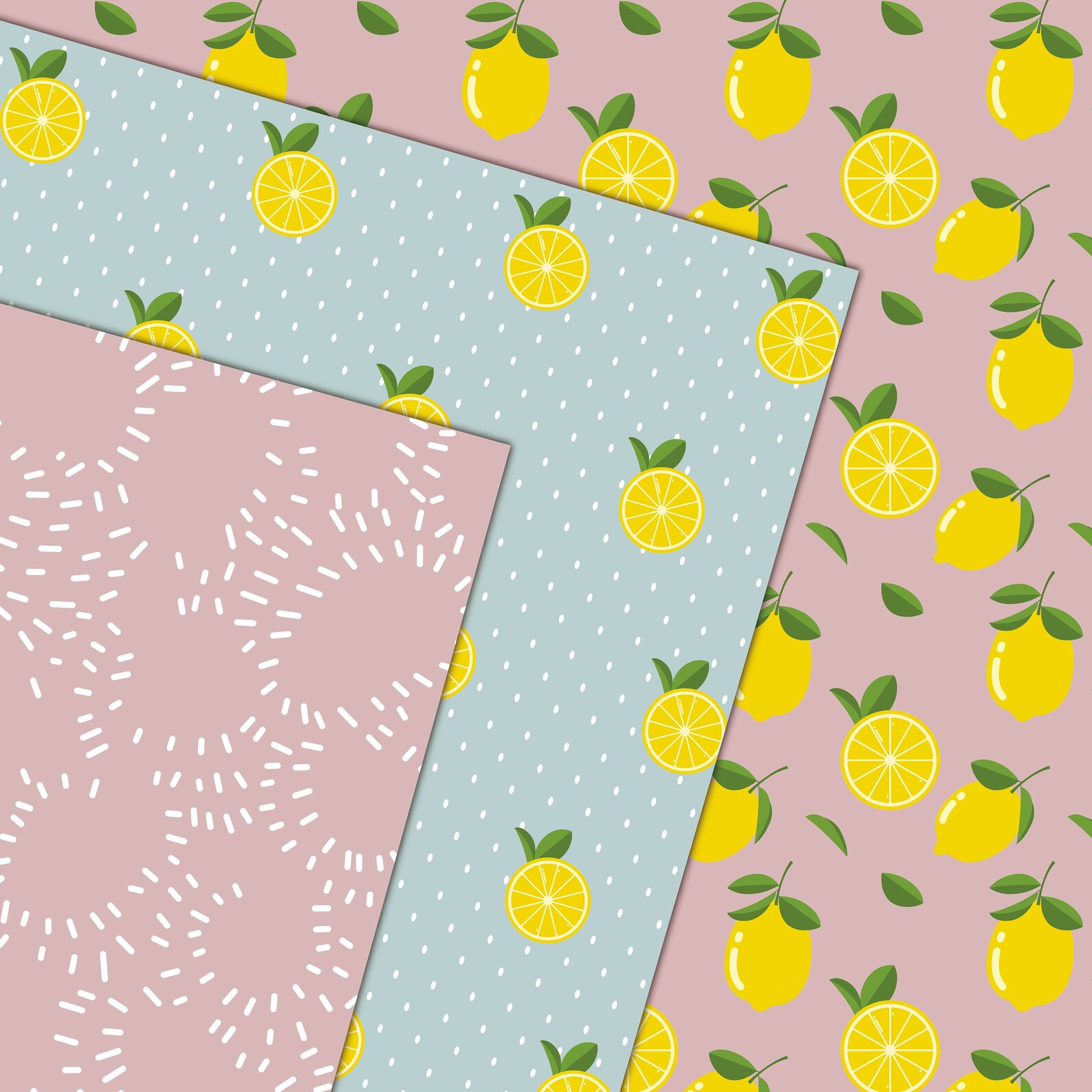 Citrus Digital Paper Lemon Wrapping Paper Citrus Pattern Etsy UK