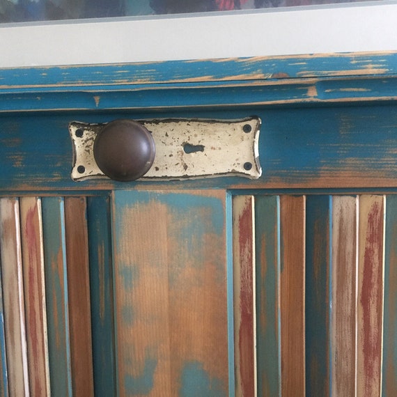 Hand Painted Distressed Wooden Lovered Door Headboard Etsy