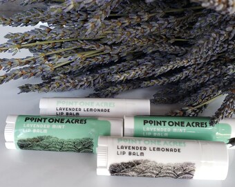 Organic Lavender lip balm - lavender lemonade and lavender mint!  Luxurious natural lip care.