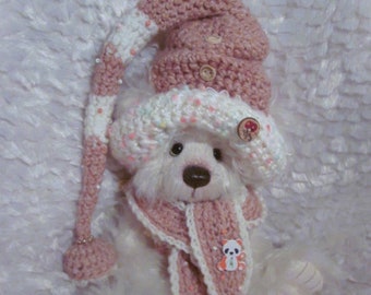 Knitted long tail Hat and Scarf set for Charlie Bears - Outfit for bears size 36cm/14"approx