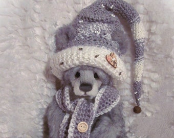 Bear clothing - hat and scarf - fit Charlie Bears - Hoodie for bears size 38cm/15" tall