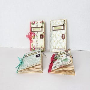 Hand Made  Retro Vintage Style Small Notebooks, Set of 4, Scrapbooking Embellishments, Junk Journal Ephemera