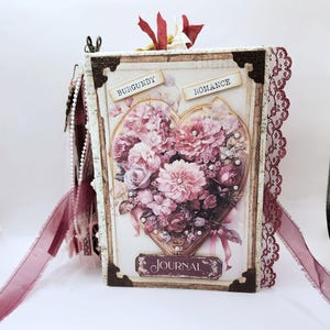 Vintage Dark Red Junk Journal for Sale Antique Roses