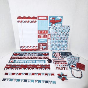 Nicht gebrandetes 4th of Jul Patrony Scrapbooking Papier, Junk Journaling, Papercrafts, Held, Freiheit, Papier und Ephemera Kit
