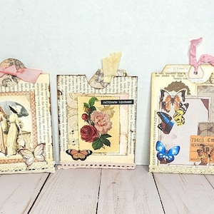 Small Junk Journal Tag and Pocket,  Junk Journal, Vintage Style Junk Journal Add On