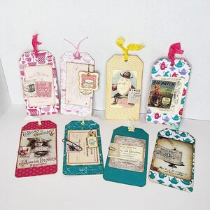 Handmade Junk Journal Tags Set of 8,  Junk Journal, Vintage Style Junk Journal Add On