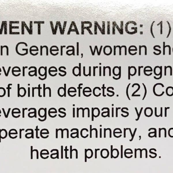 Growler Alcohol Government Warning Label