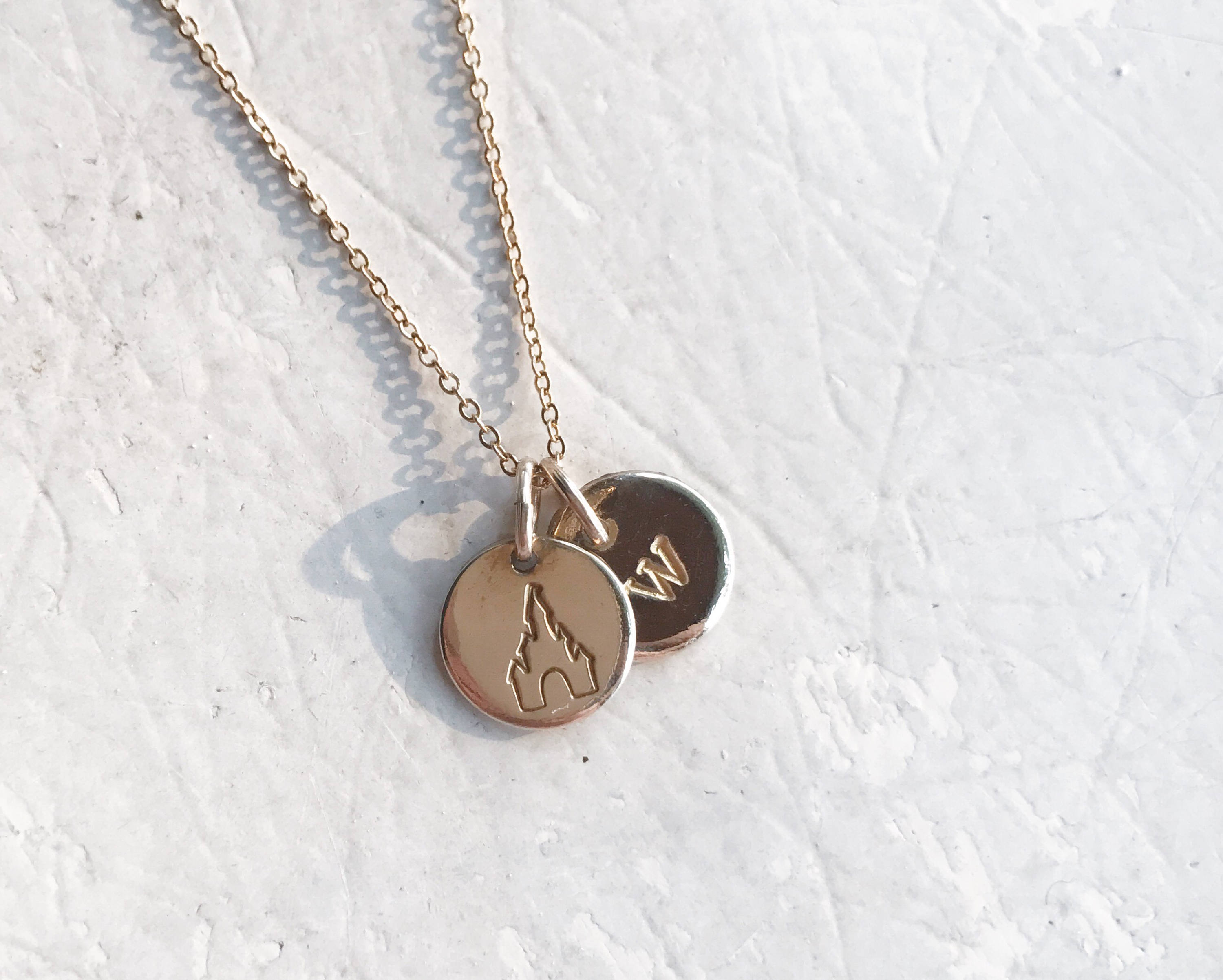 Castle Necklace Double Charm Etsy