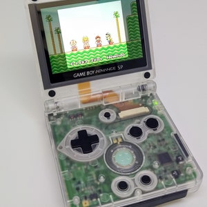 Gameboy advance SP HintergrundbeleuchtungIPS- Frosted Clear - Neue Batterie- USB C Audio und Aufladen