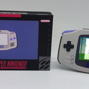 Gameboy Advance GBA SNES themed Backlight IPS V2 with custom printed presentation box