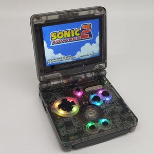 Gameboy Advance SP Backlight IPS - Mirror Clear Black - New battery- usb c audio and charging RGB