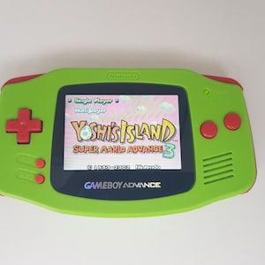 Gameboy Advance GBA Green / Red Backlight IPS V2 - Rechargeable Battery
