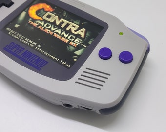 Game Boy Advance GBA - Thème Super Famicom - Écran LCD IPS V2 Rétroéclairé - Blanc