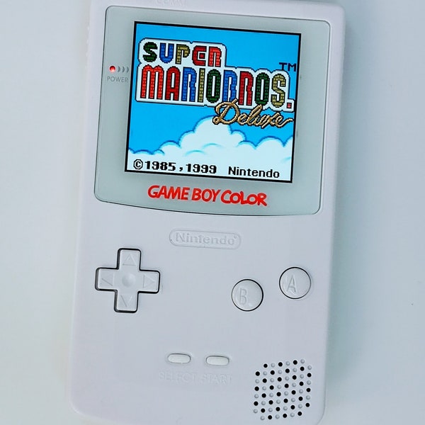 Nintendo GameBoy Color White buttons Q5 OSD XL Laminate IPS Display Colour Funnyplaying - rechargeable battery