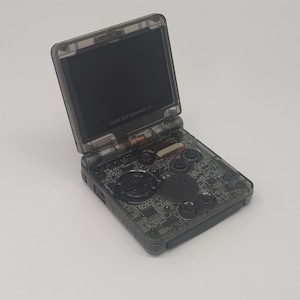 Gameboy Advance SP Backlight IPS  - Mirror Clear Black - New battery- USB C audio and charging