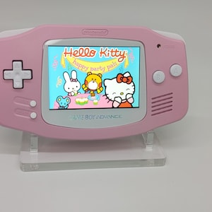 Gameboy Advance GBA Gameboy Pink Themed  Backlight IPS V2 - rechargeable battery- optional audio amp