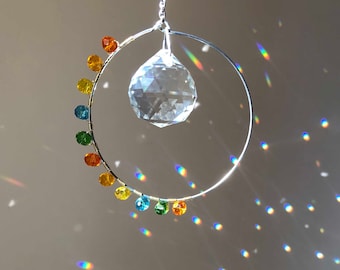 Sun Catcher Crystal Prism, Circle Wire Suncatcher for Window