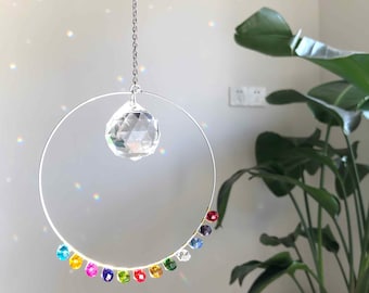 Personalized Family Birthstone Sun Catcher, Christmas Gift For Mom