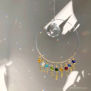 Personalized Family Birthstone Sun Catcher with Wire Initials image 4