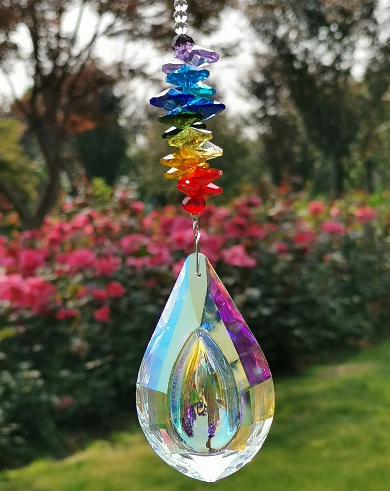 Prism Suncatcher Hanging Window Crystals Chakra Rainbow Etsy