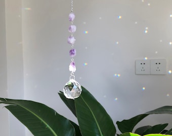Sun Catcher Crystal, Natural Amethyst Crystal Beads