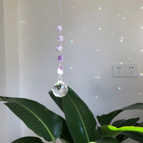 Attrape-soleil Cristal LUMOOM - Décoration Fenêtre Arc-en-ciel, Motif Lune Et étoiles
