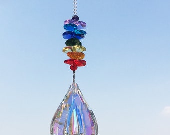 Prism Suncatcher, Hanging Window Crystals, Chakra Rainbow Maker, Gift for Father Mother