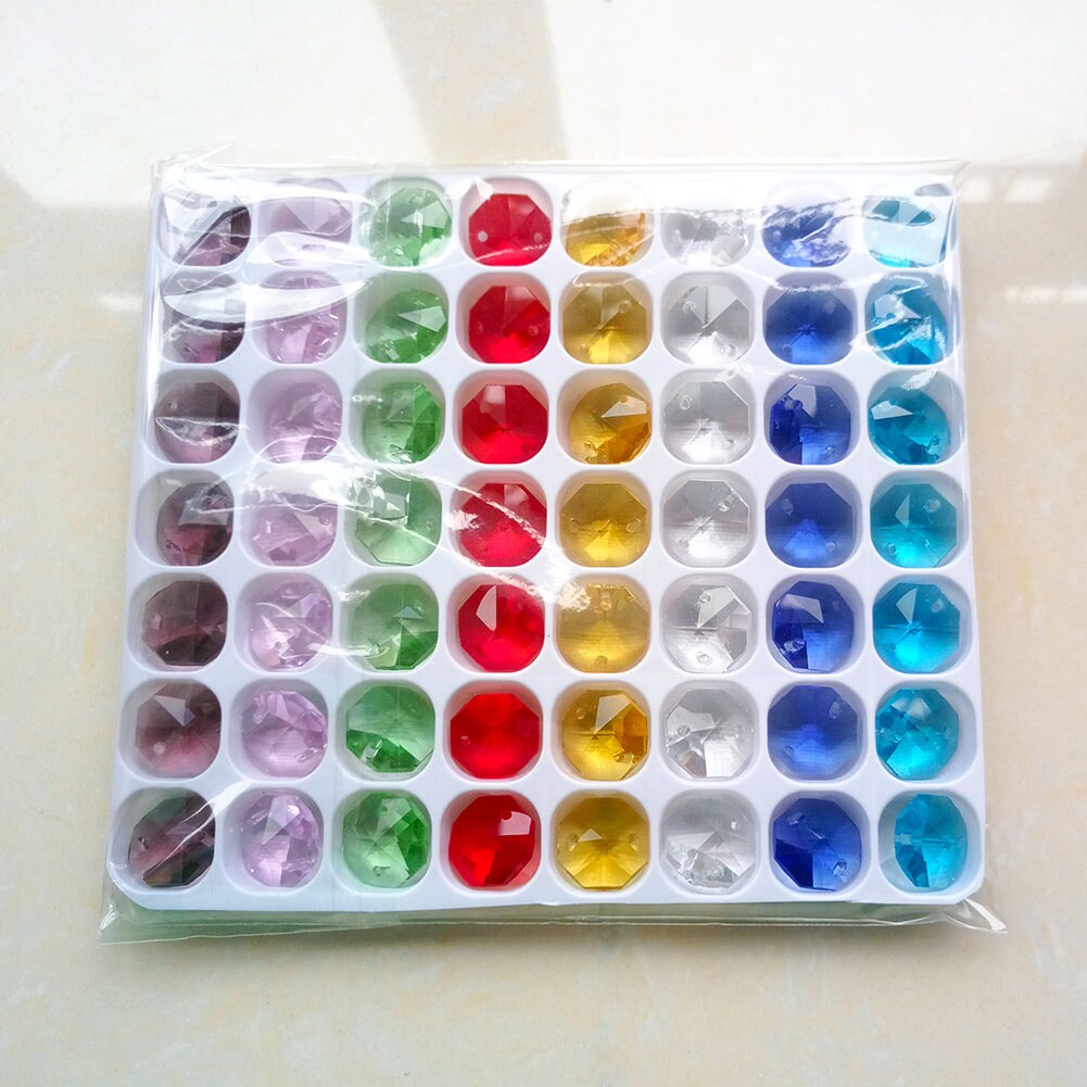 56 Assorted Chandelier Replacement Beads Octagon Crystals 14mm Etsy