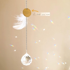 NEWMERRY Personalized Handwriting Rememberance Gift, Custom Memorial Rainbow Suncatcher, Memorial Keepsake
