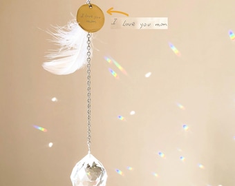 NEWMERRY Personalized Handwriting Rememberance Gift, Custom Memorial Rainbow Suncatcher, Memorial Keepsake
