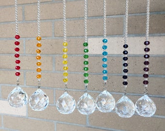 Crystal Suncatcher Window Hanging Crystals Office Garden Kitchen Room Prism Rainbow Maker (Pack of 7)