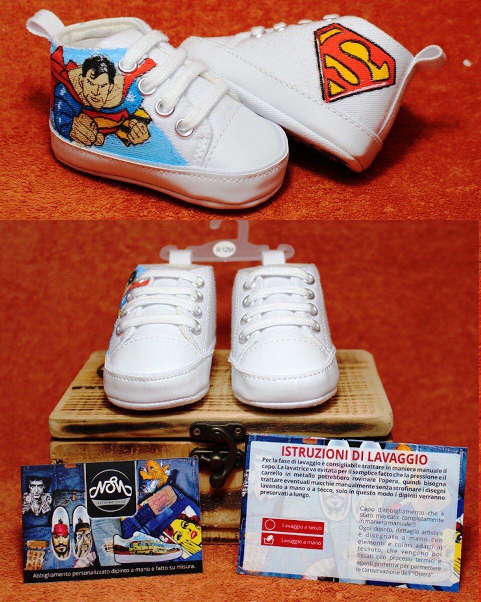 Scarpe Personalizzate per Neonati e Bambini Superman | Etsy Italia