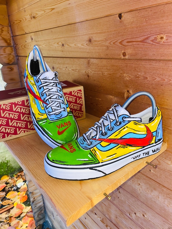 Cartoon Vans Nike Custom Shoes Hand 