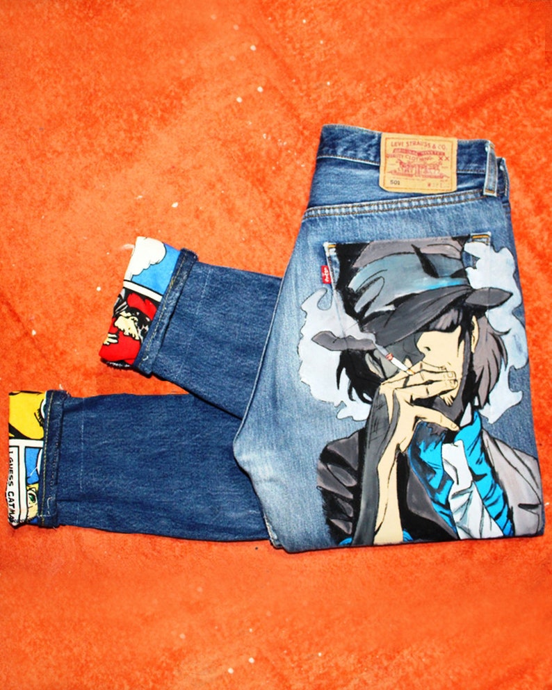 Jeans personalizados hecho a medida con dibujos pintados a Etsy España