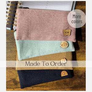 Made to Order Linen Zipper Pouch - linen pencil pouch - cord case - phone case - sunglasses pouch - cosmetic pouch - planner accessory