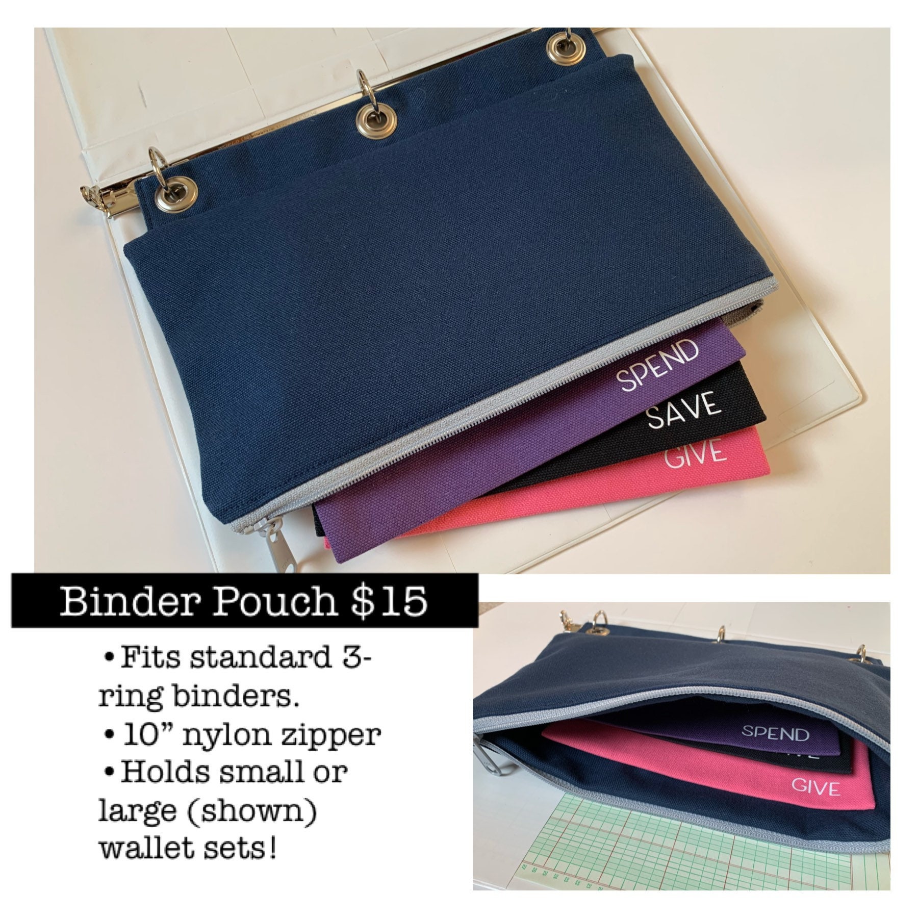 Custom Large Pouch Binder Pouch organize Spend Save Give Etsy