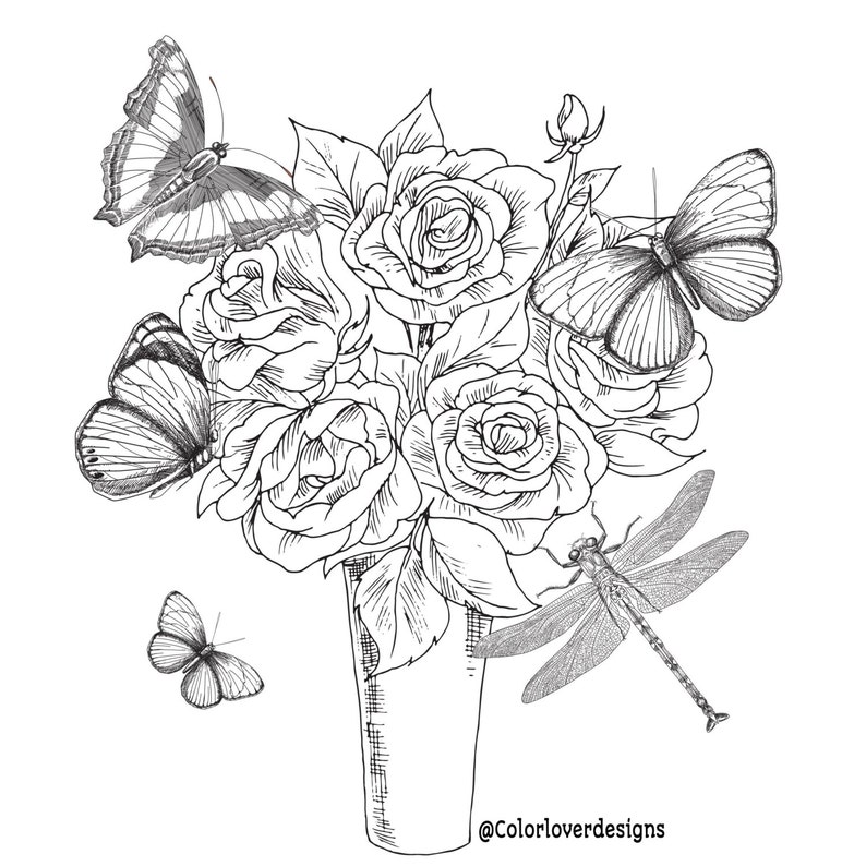 Printable Coloring Page Flowers Stress Relieving Patterns ...