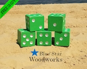 Life 39 s a Beach Series - Mint Green and White Yardzee, Giant Dice Game, Lawn Dice, Backyard Games
