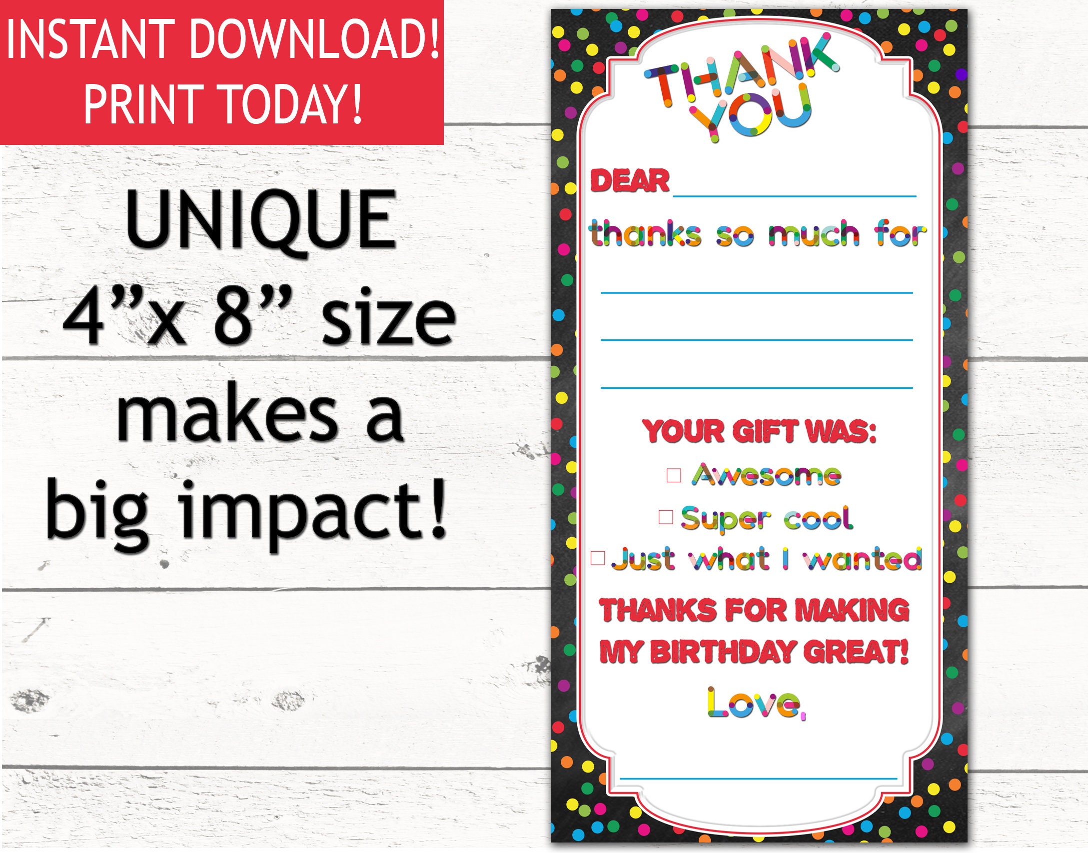 Paper &amp; Party Supplies DIY thank you fill-in thank you child's ...