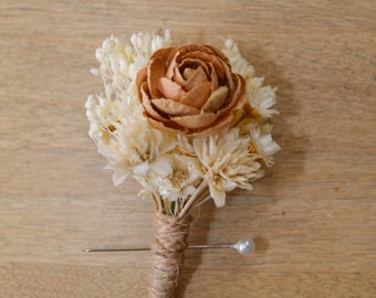 Boutonniere Pin Vintage Rose, Boho Wedding, Wedding, Lapel Flower Groom