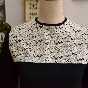 Original Vintage 1950 Rhinestones Dress, Black and White, Lace, size 36/38, size S Bild 5